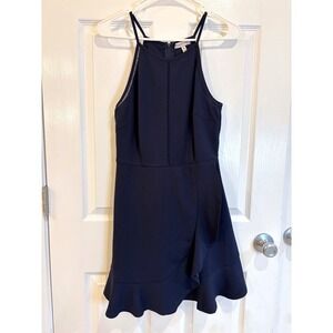 Xtraordinary‎ Navy Blue Halter Neck Sleeveless Ruffle Party Dress - Size M